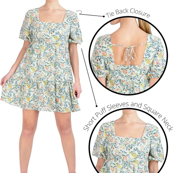 BCBGeneration Women's Fit & Flare 3/4 Sleeve Square Neck Mini Dress, large - Picture 13 of 17